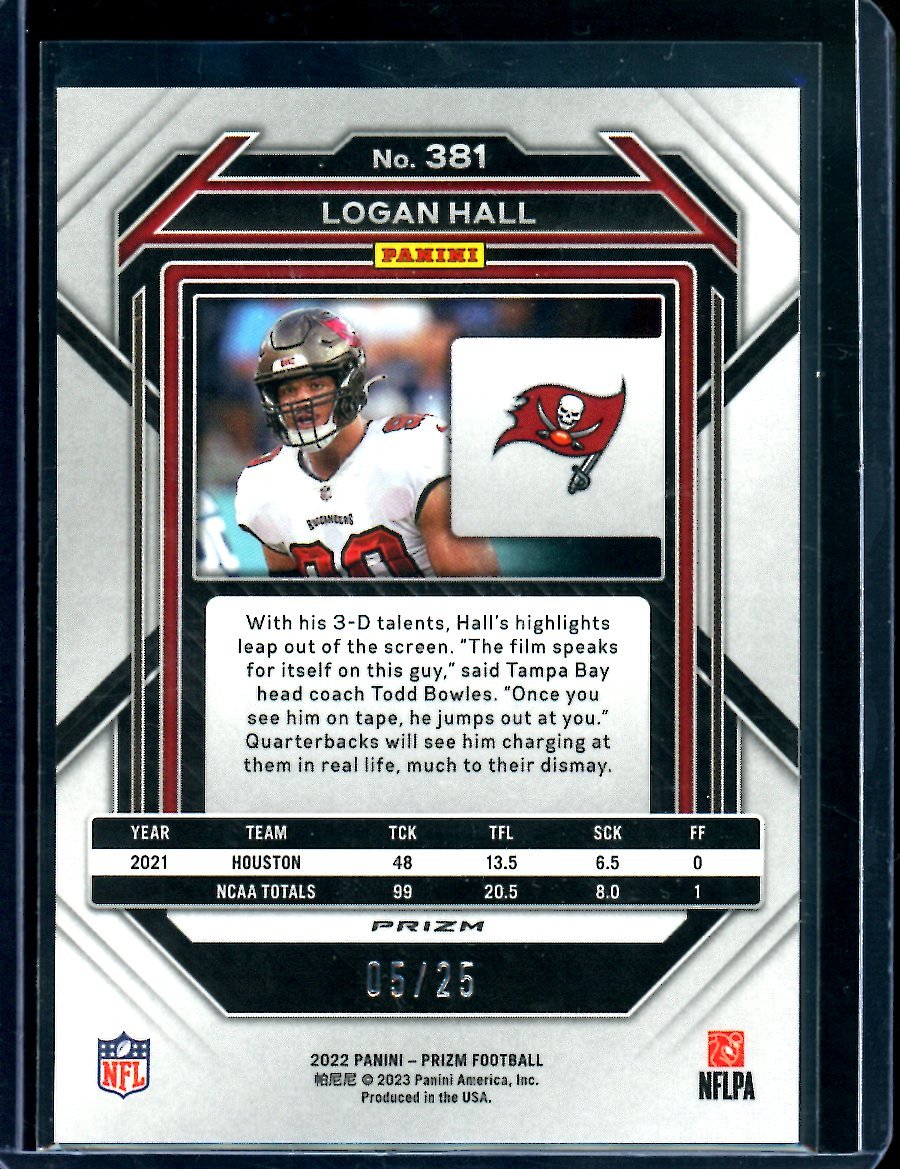 2022 Panini Prizm Logan Hall Rookie Blue Camo /25 Buccaneers - Trading Card Market