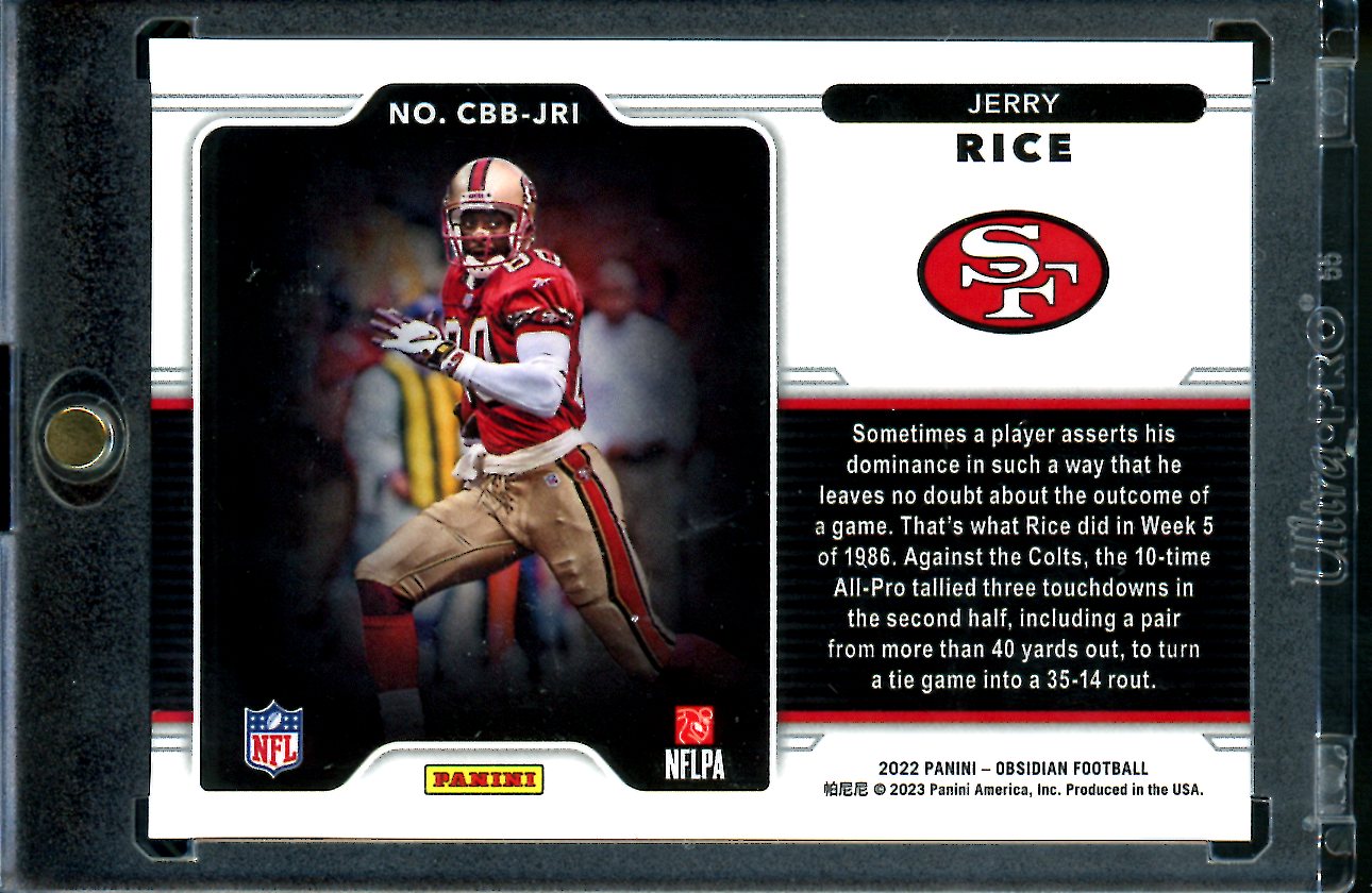 2022 Panini Obsidian Jerry Rice Color Blast SSP 49ers