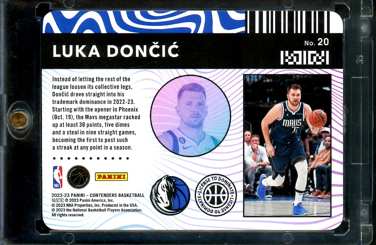 2022/23 Panini Contenders Luka Doncic License to Dominate SSP Mavericks