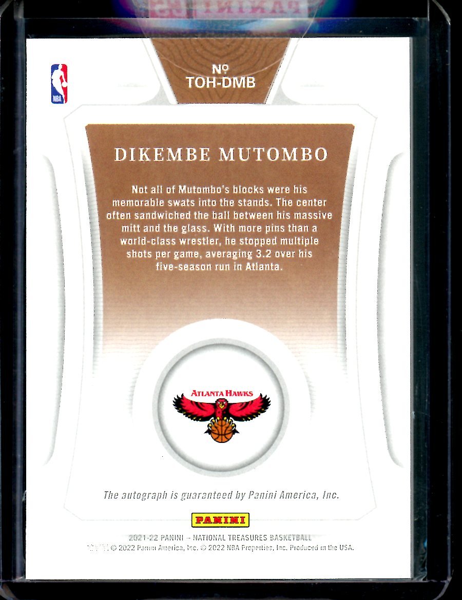 2021/22 Panini National Treasures Dikembe Mutombo HOF Auto /99 Hawks - Trading Card Market