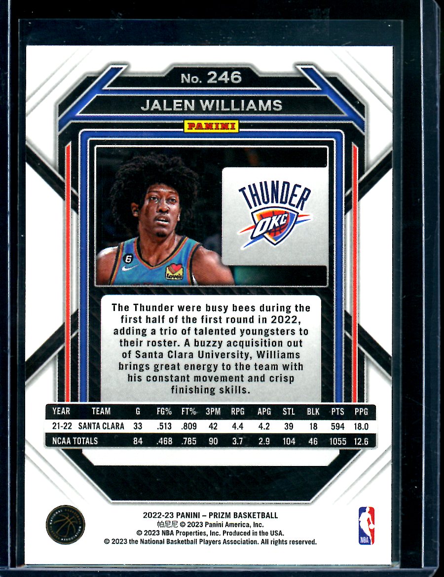 2022/23 Panini Prizm Jalen Williams Rookie Thunder