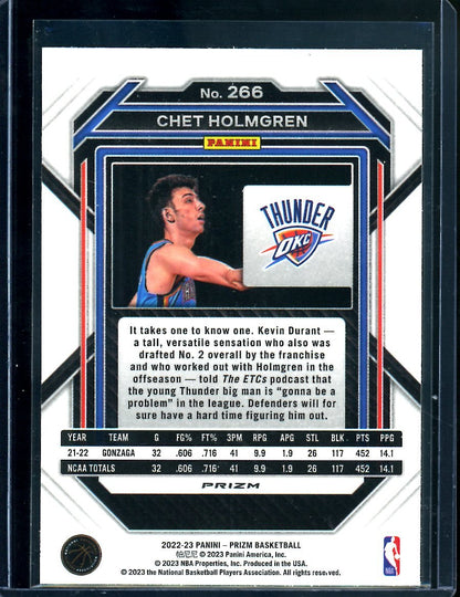 2022/23 Panini Prizm Chet Holmgren Rookie Silver Thunder
