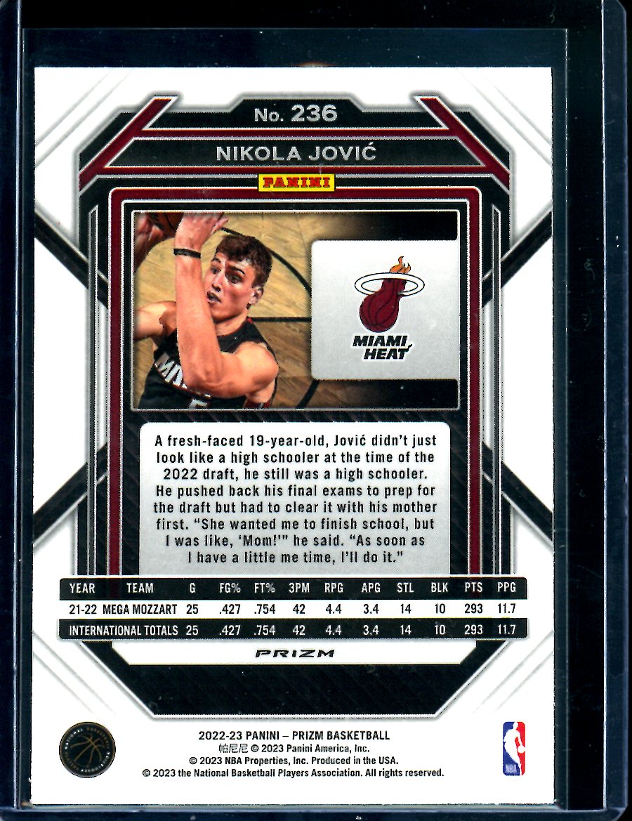 2022/23 Panini Prizm Nikola Jovic Rookie Red Wave Heat