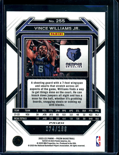 2022/23 Panini Prizm Vince Williams Jr. Rookie Blue /199 Grizzlies