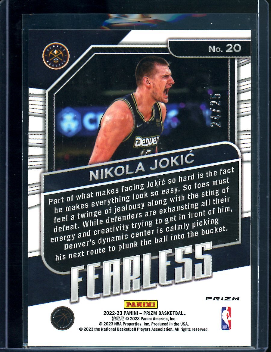 2022/23 Panini Prizm Nikola Jokic Fearless Mojo /25 Nuggets
