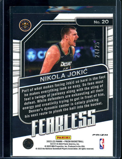 2022/23 Panini Prizm Nikola Jokic Fearless Mojo /25 Nuggets