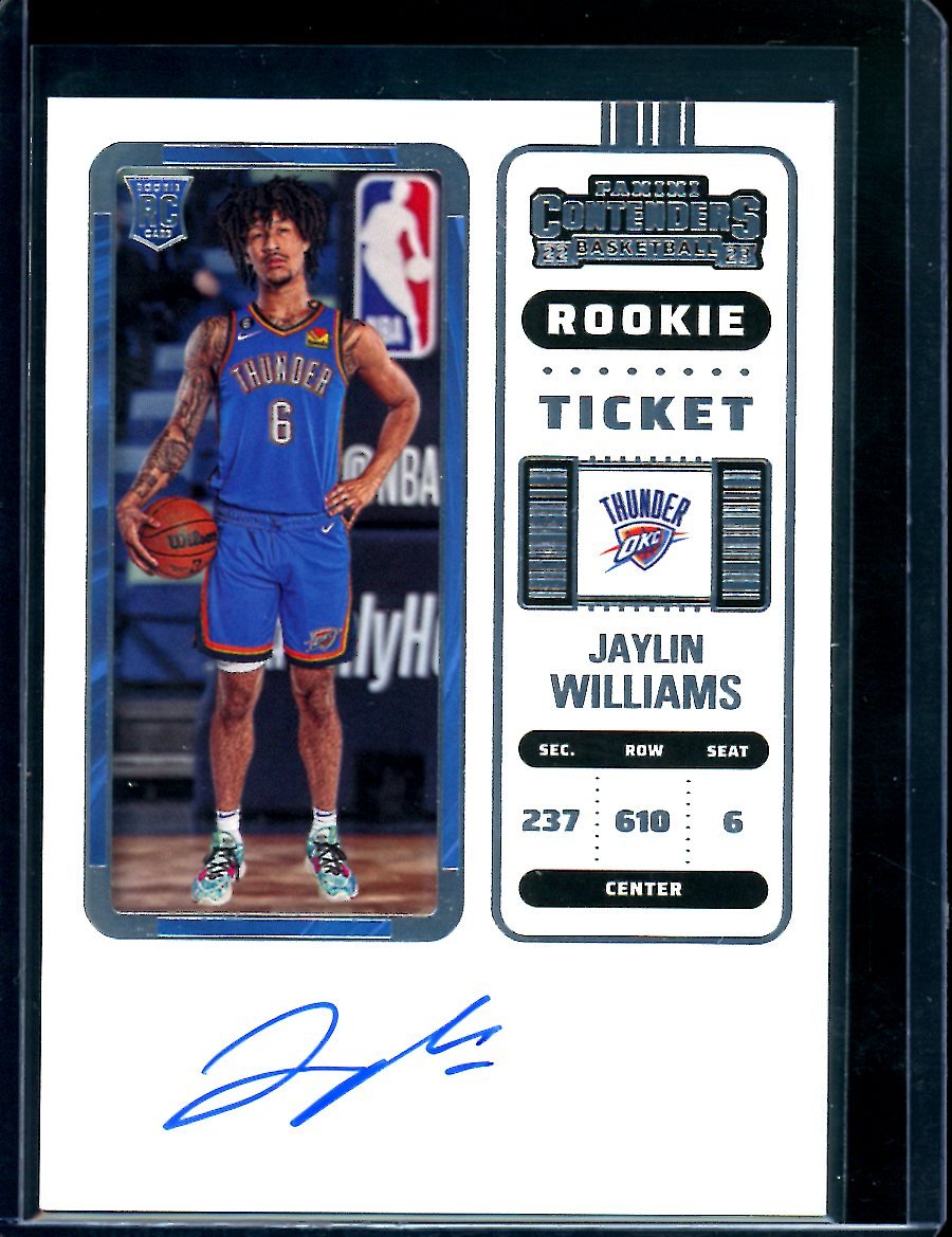 2022/23 Panini Contenders Jaylin Williams Rookie Ticket Auto Thunder - Trading Card Market