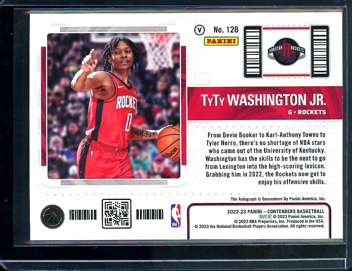 2022/23 Panini Contenders TyTy Washington Rookie Variation Ticket Auto Rockets