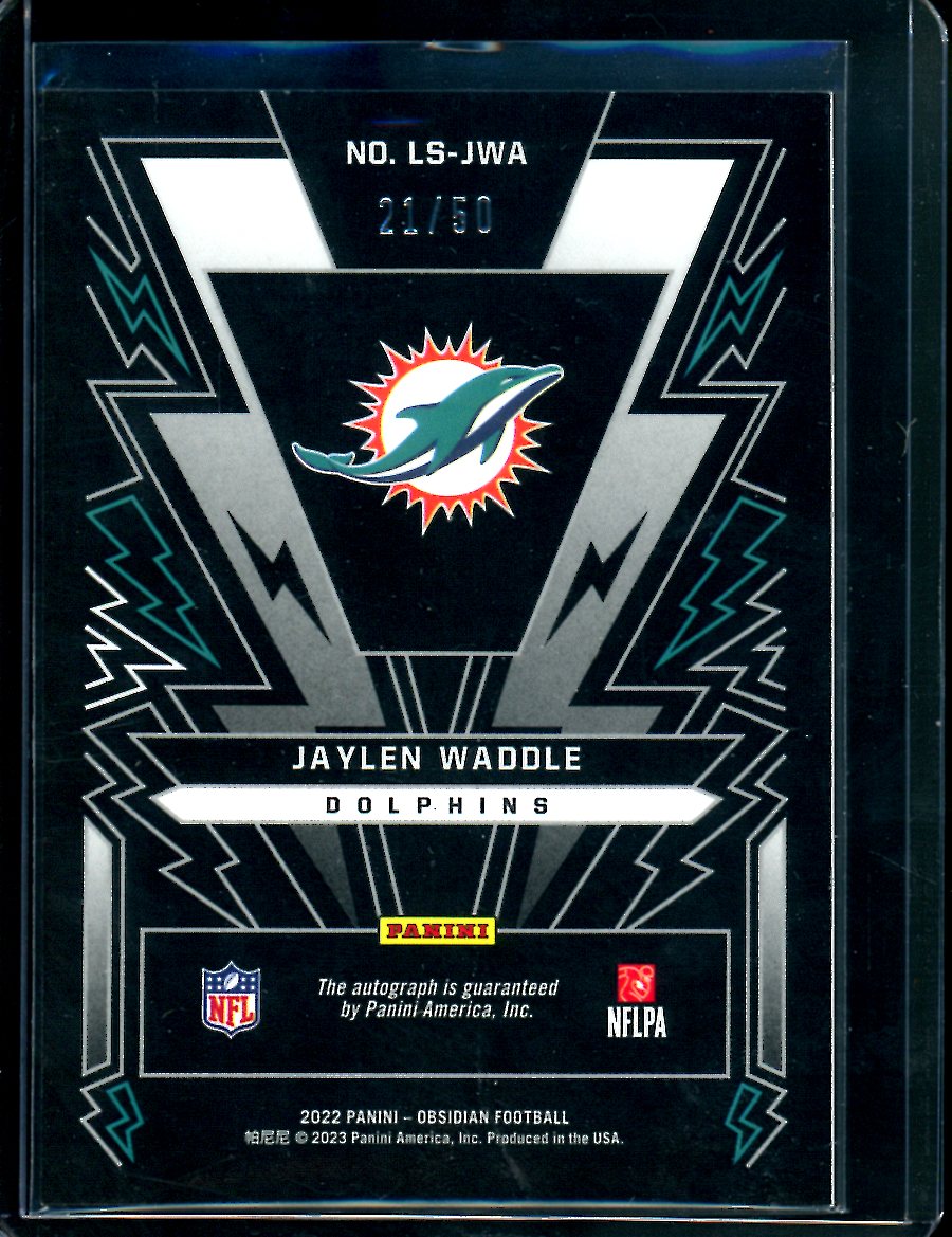 2022 Panini Obsidian Jaylen Waddle Lightning Strike Auto /50 Dolphins