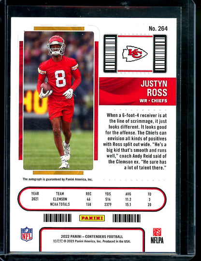 2022 Panini Contenders Justyn Ross Rookie Playoff Ticket Auto /99 Chiefs