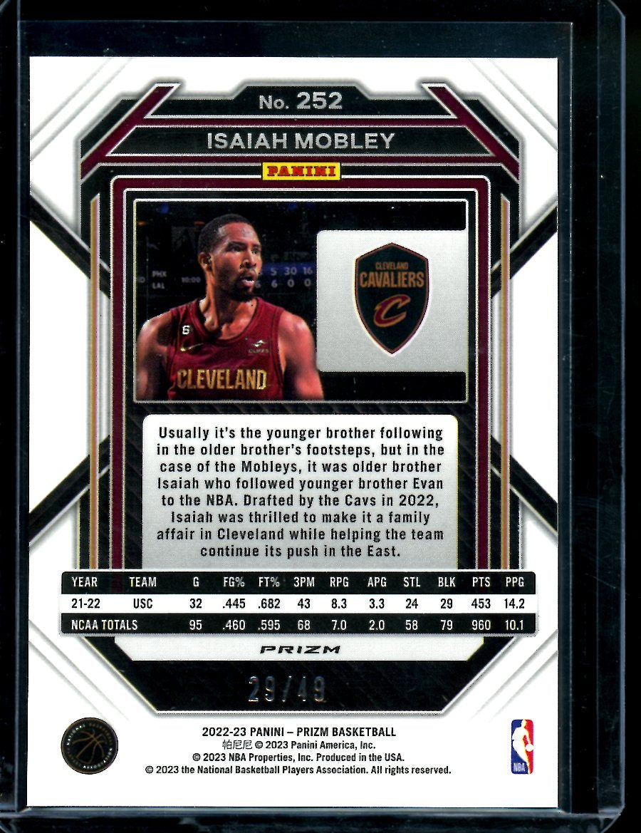2022/23 Panini Prizm Isaiah Mobley Rookie Orange /49 Cavaliers