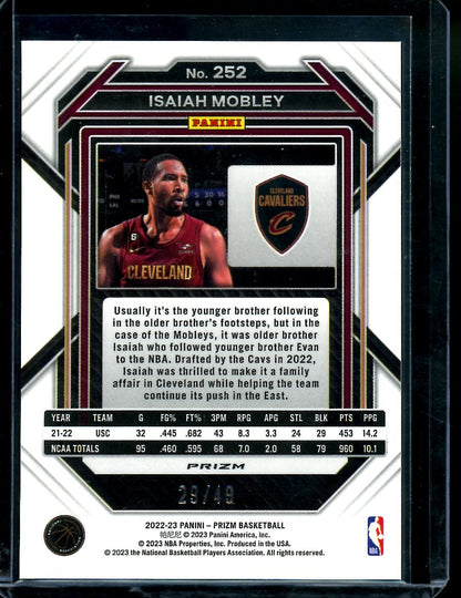 2022/23 Panini Prizm Isaiah Mobley Rookie Orange /49 Cavaliers