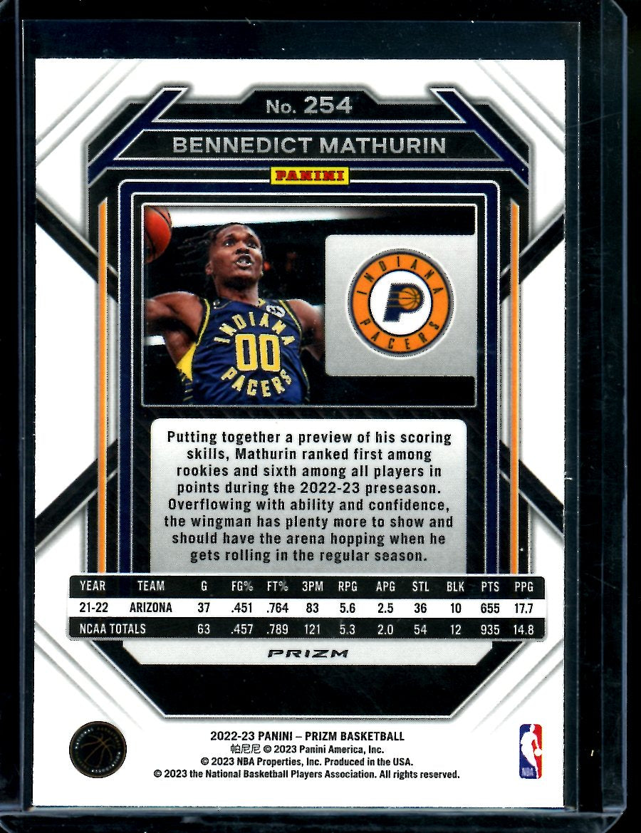 2022/23 Panini Prizm Bennedict Mathurin Rookie Red Wave Pacers