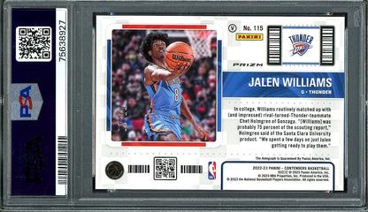 2022/23 Panini Contenders Jalen Williams Rookie Variation Premium Auto Gold /10 PSA 10/10 Thunder