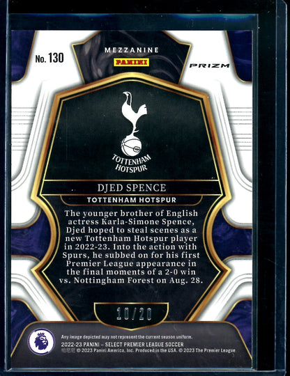 2022/23 Panini Select Djed Spence Rookie White /20 Tottenham