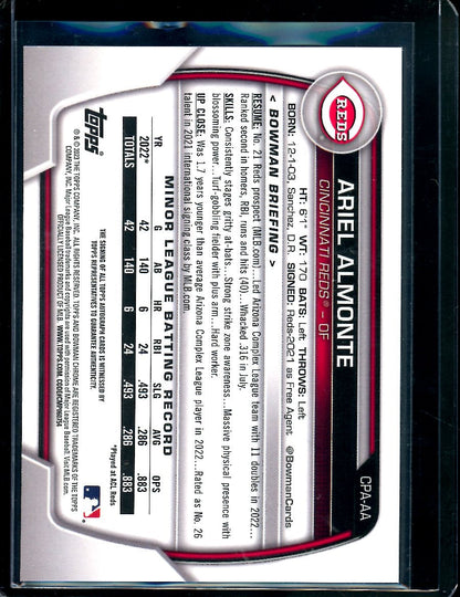 2023 Bowman Ariel Almonte 1st Bowman Auto Purple /250 Reds