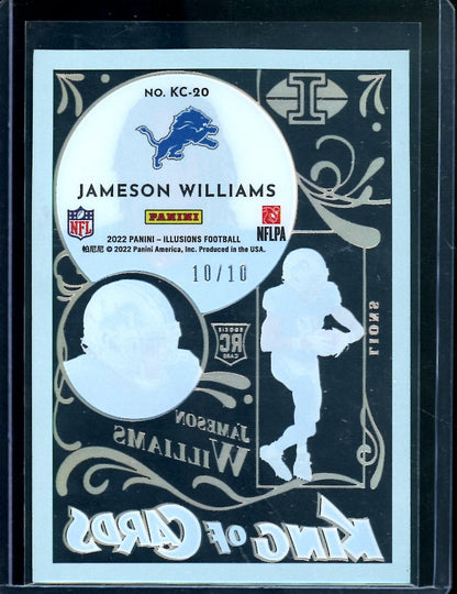 2022 Panini Illusions Jameson Williams Rookie KoC /10 Lions