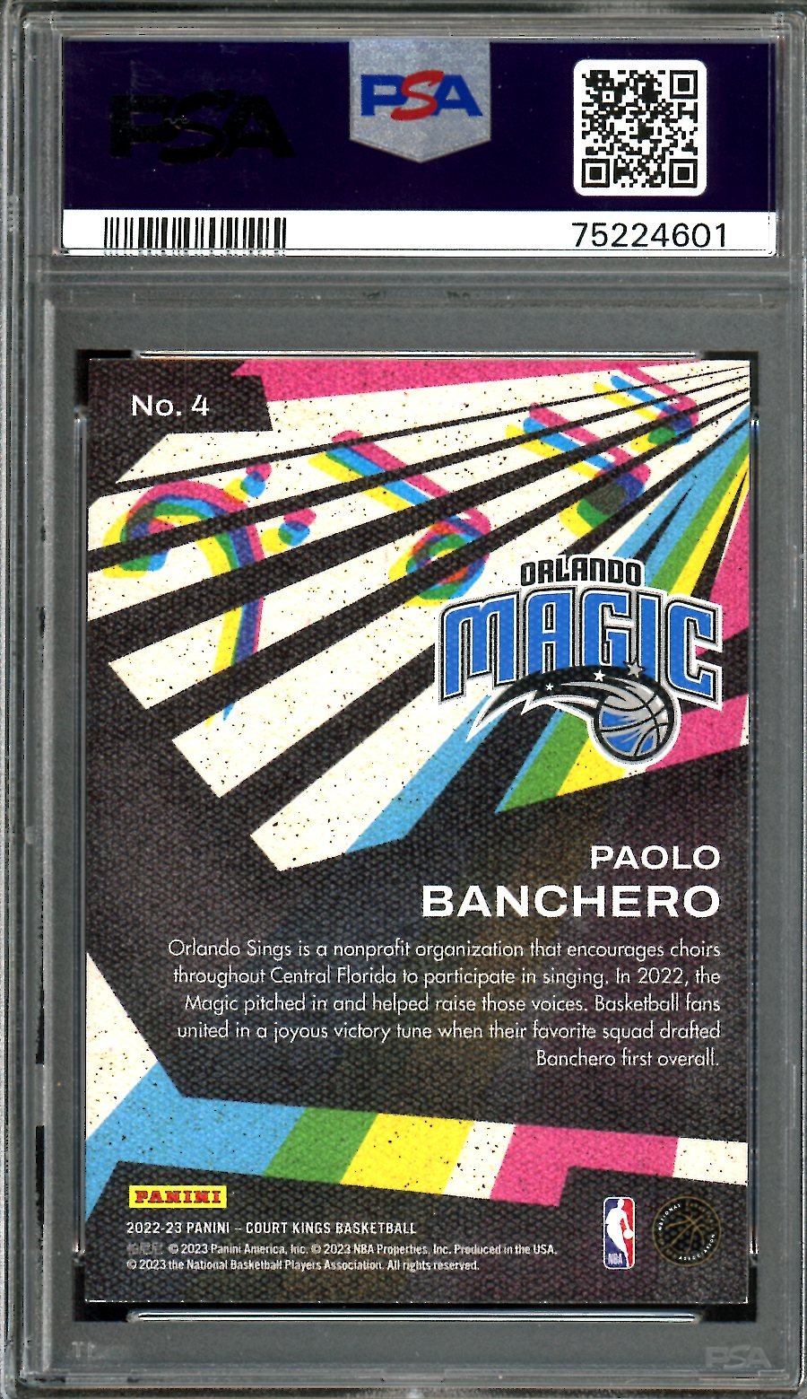 2022/23 Panini Court Kings Paolo Banchero Rookie Maestros PSA 9 Magic