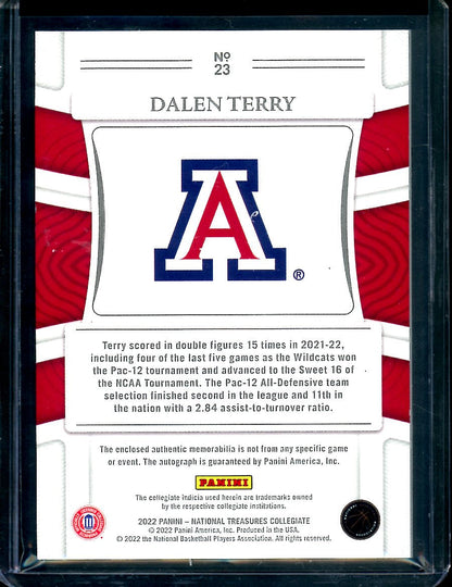 2022/23 Panini National Treasures Collegiate Dalen Terry Rookie RPA Gold /10 Bulls