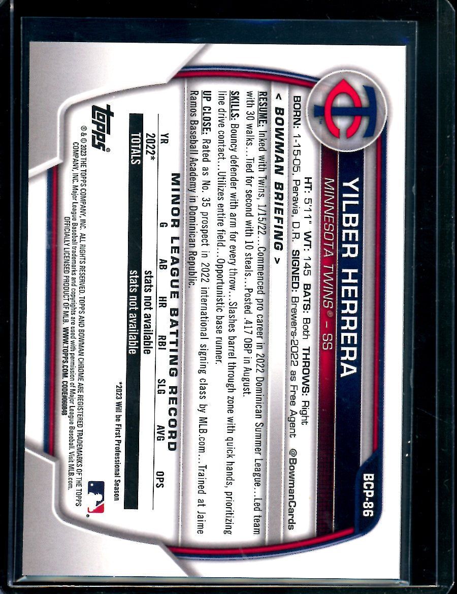 2023 Bowman Sapphire Yilber Herrera 1st Bowman Orange /50 Twins