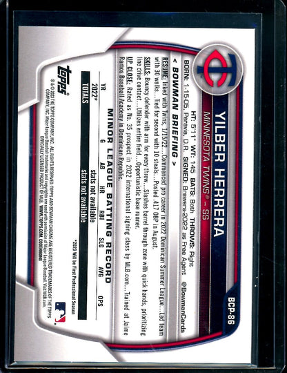 2023 Bowman Sapphire Yilber Herrera 1st Bowman Orange /50 Twins