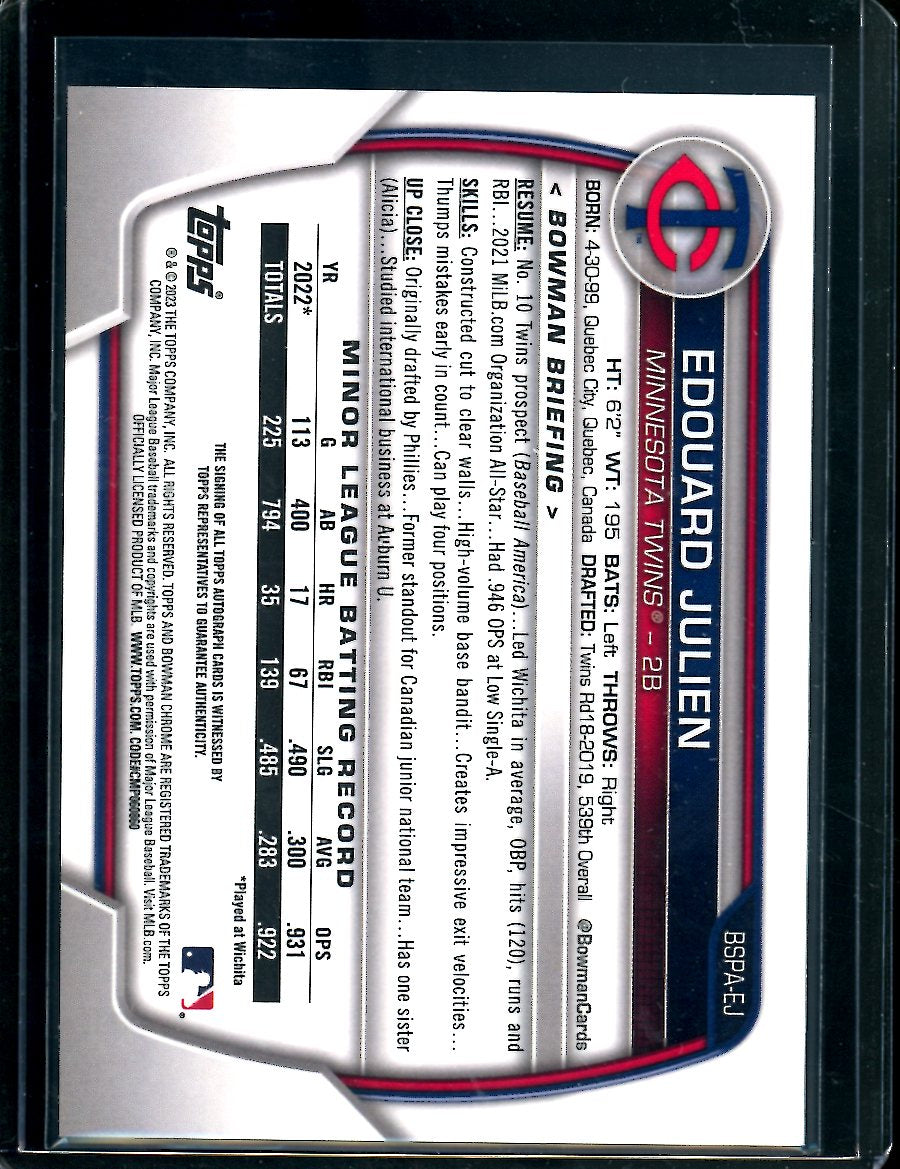 2023 Bowman Sapphire Eduard Julien 1st Bowman Auto Sapphire Twins