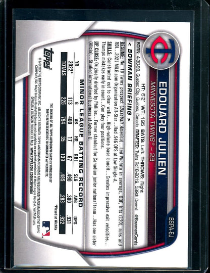 2023 Bowman Sapphire Eduard Julien 1st Bowman Auto Sapphire Twins