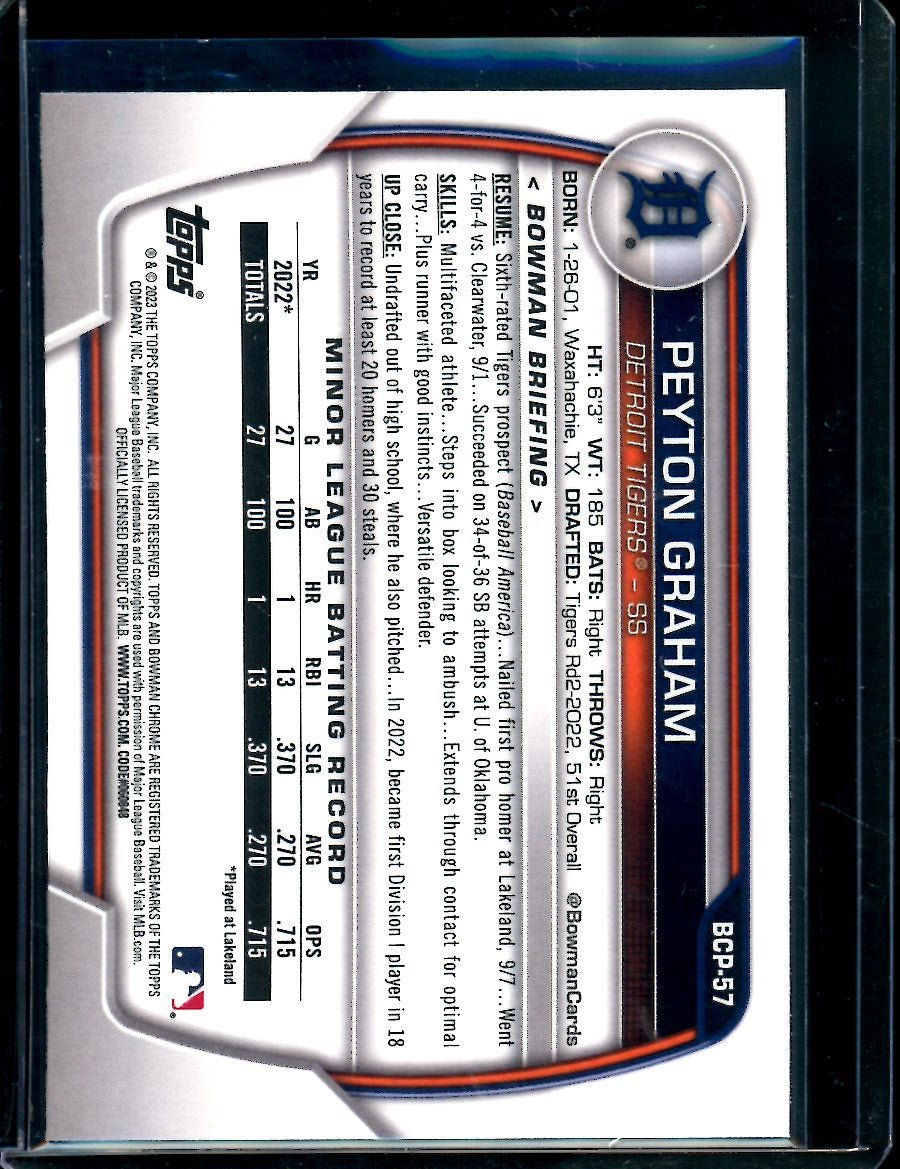 2023 Bowman Sapphire Peyton Graham 1st Bowman Sapphire Tigers