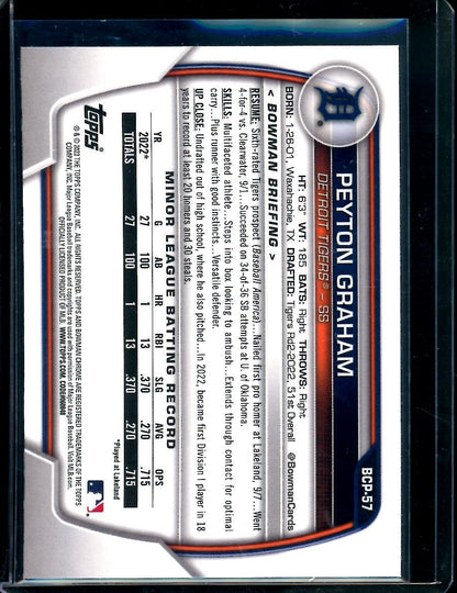 2023 Bowman Sapphire Peyton Graham 1st Bowman Sapphire Tigers