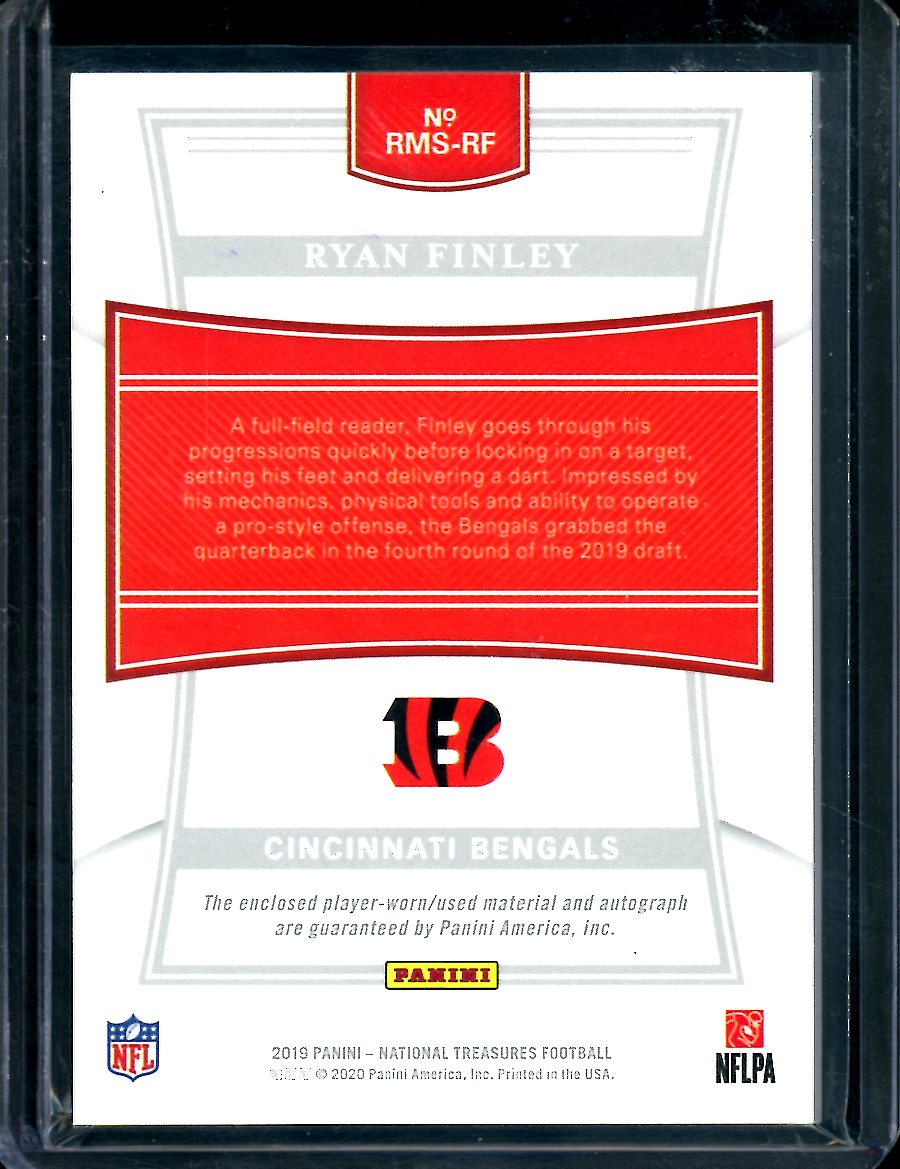 2019 Panini National Treasures Ryan Finley Rookie RPA /5 Bengals