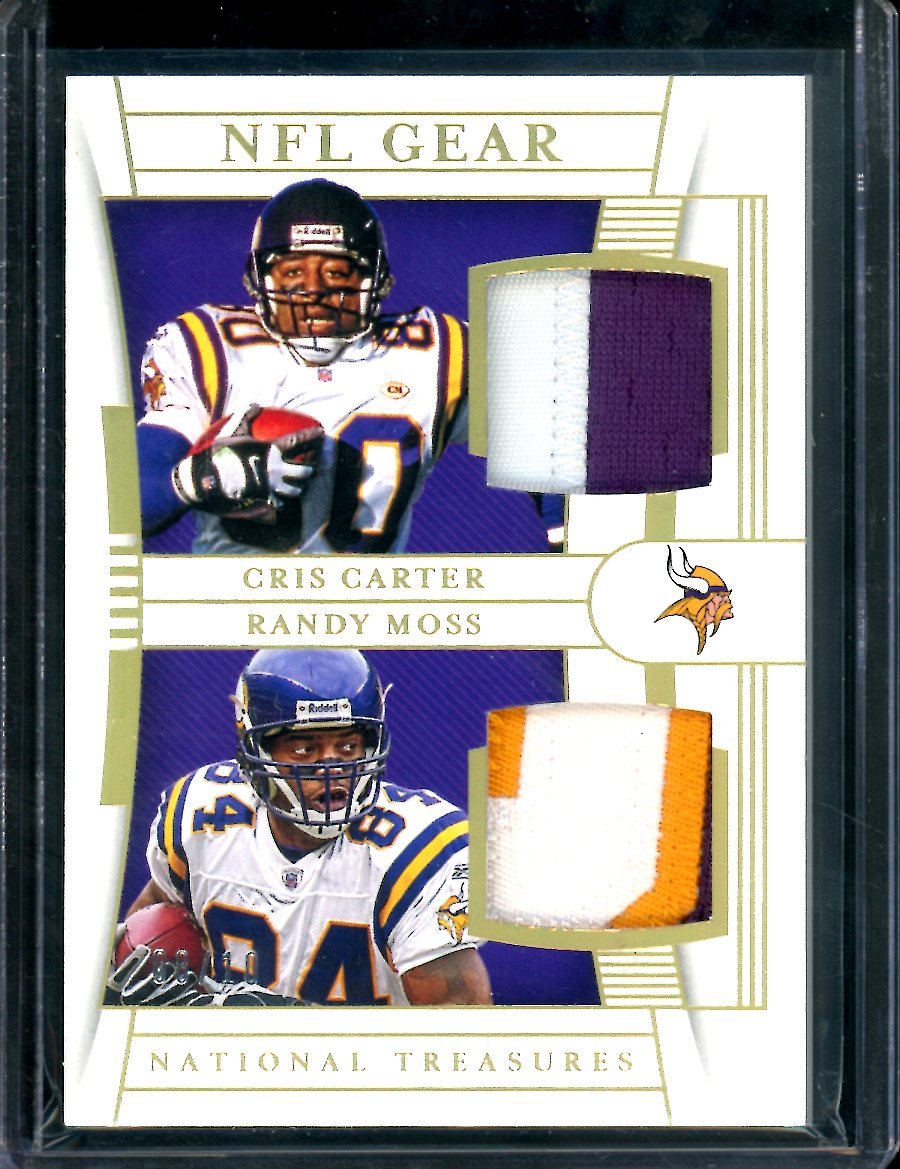 2019 Panini National Treasures Cris Carter/Randy Moss NFL Gear Patch Gold /10 Vikings - Trading Card Market