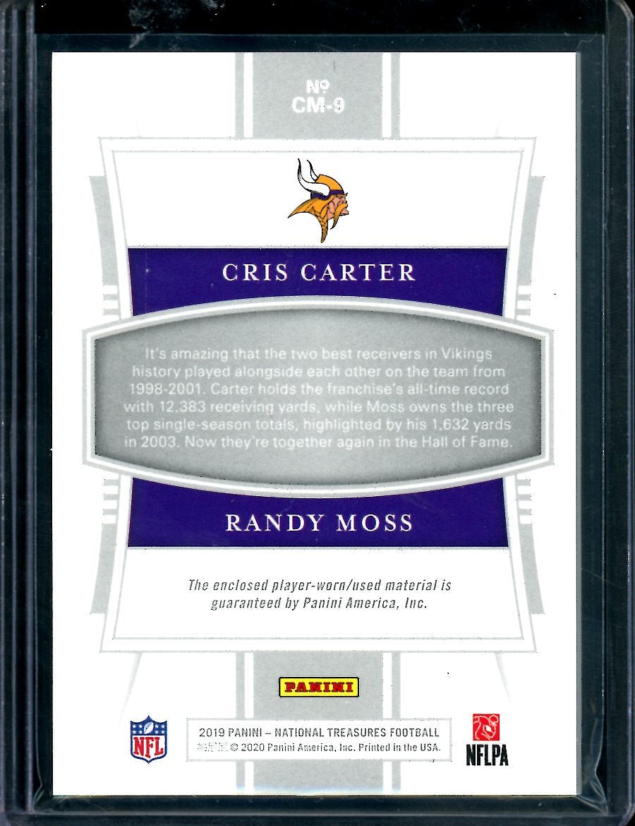 2019 Panini National Treasures Cris Carter/Randy Moss NFL Gear Patch Gold /10 Vikings - Trading Card Market