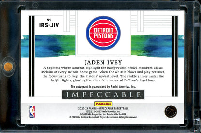 2022/23 Panini Impeccable Jaden Ivey Rookie Auto /99 Pistons