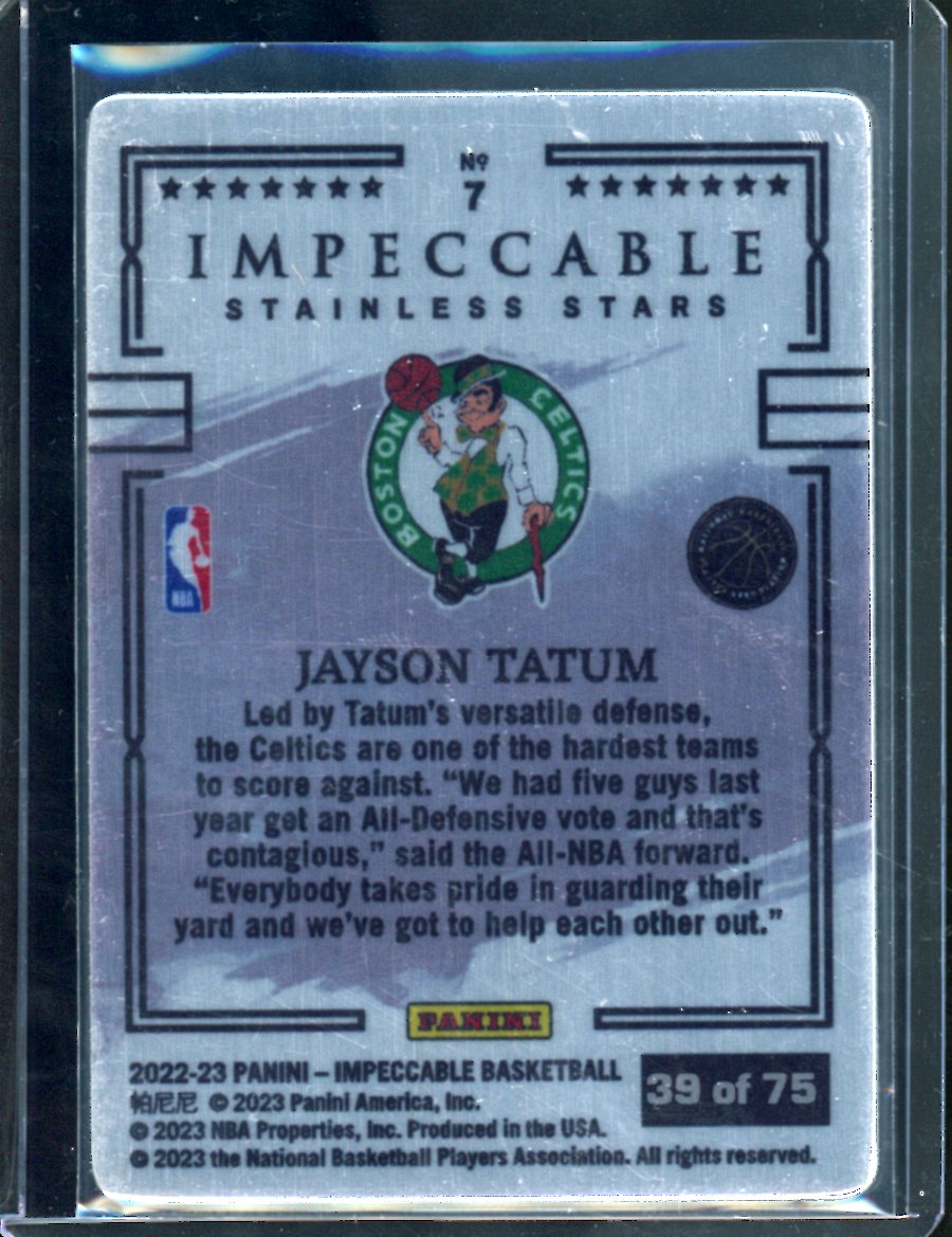 2022/23 Panini Impeccable Jayson Tatum Stainless Stars /75 Celtics