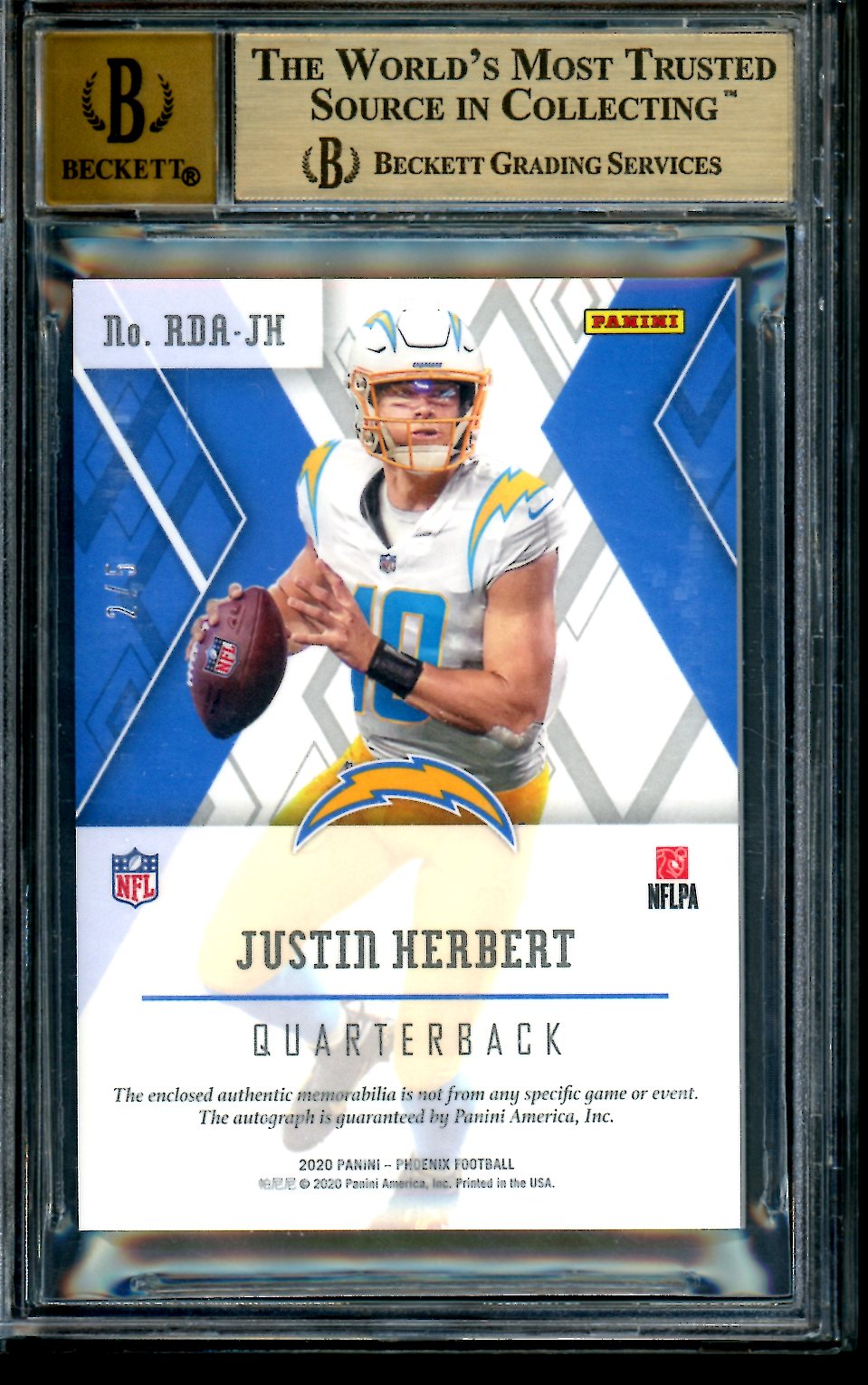 2020 PANINI PHOENIX JUSTIN HERBERT #103 ROOKIE RC BGS selling 9.5 GEM MINT GREAT SUBS