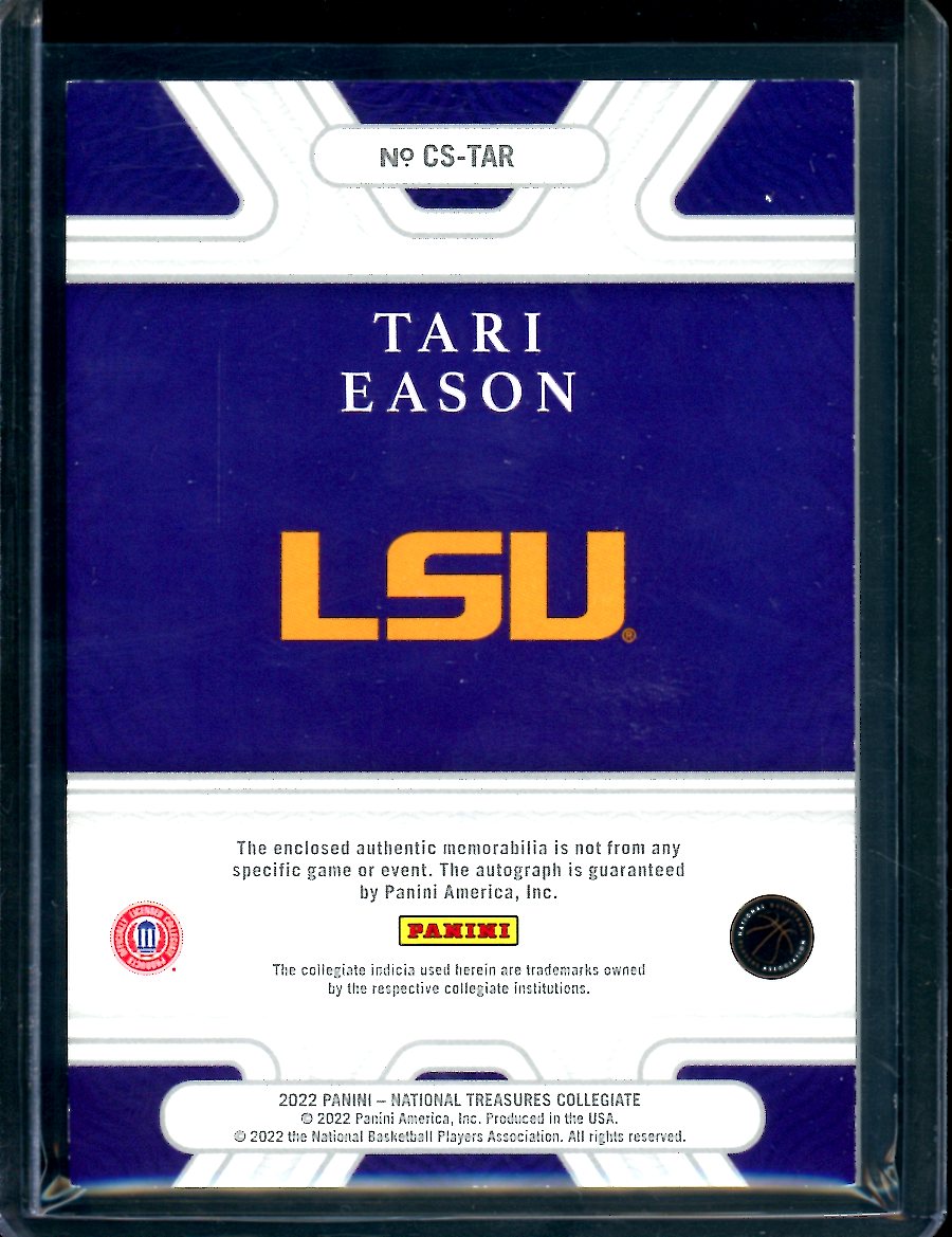 2022/23 National Treasures Collegiate Tari Eason Rookie Patch Auto Gold /10 LSU