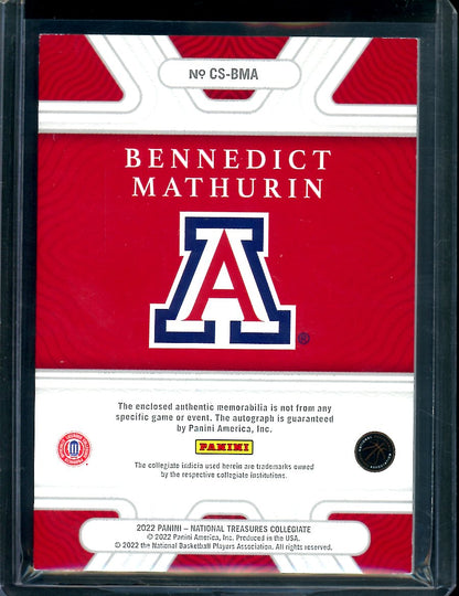 2022/23 National Treasures Collegiate Bennedict Mathurin Rookie RPA Gold /10 Pacers