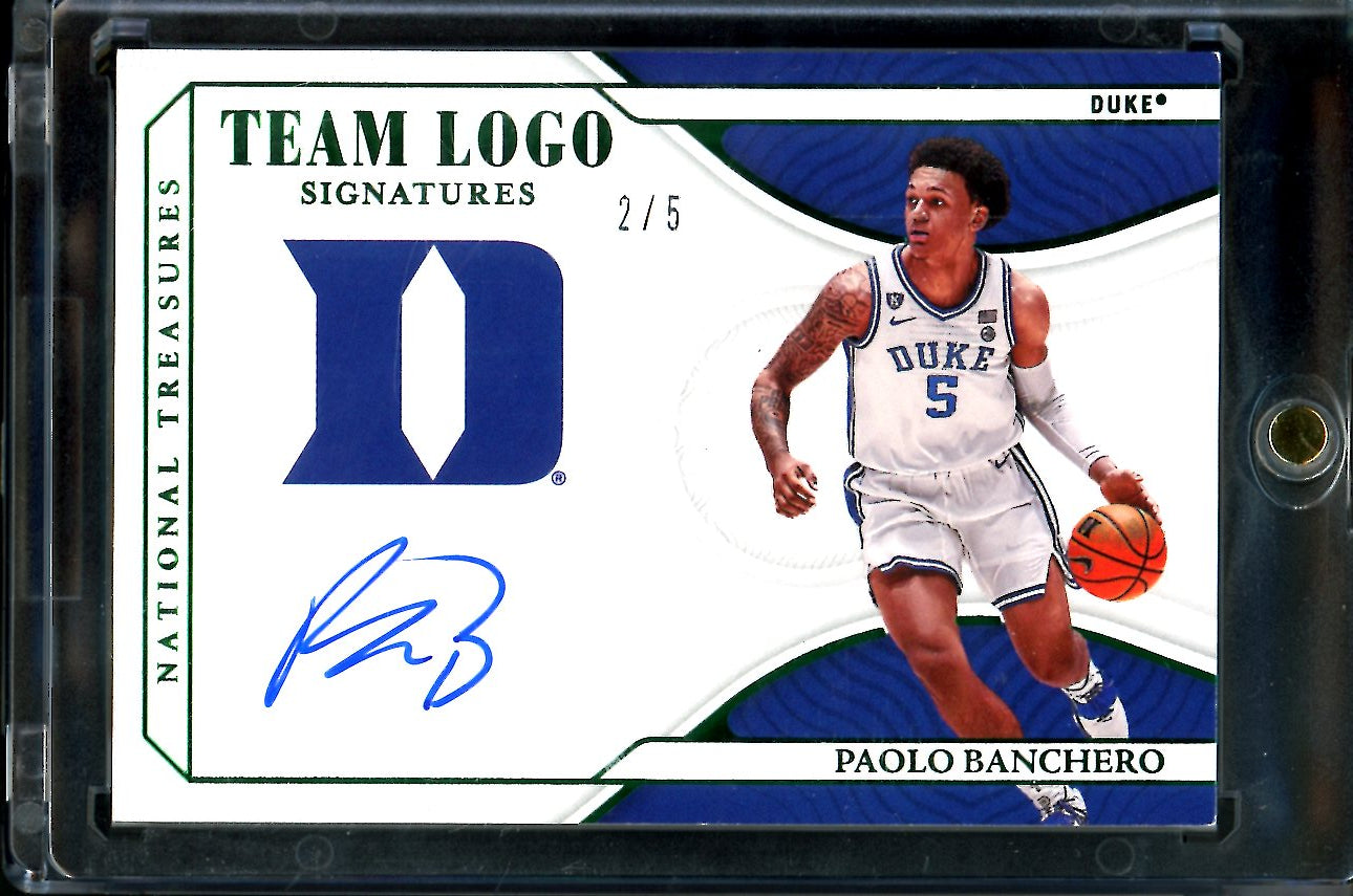 2022/23 National Treasures Collegiate Paolo Banchero Rookie Team Logo Auto Green /5 Magic