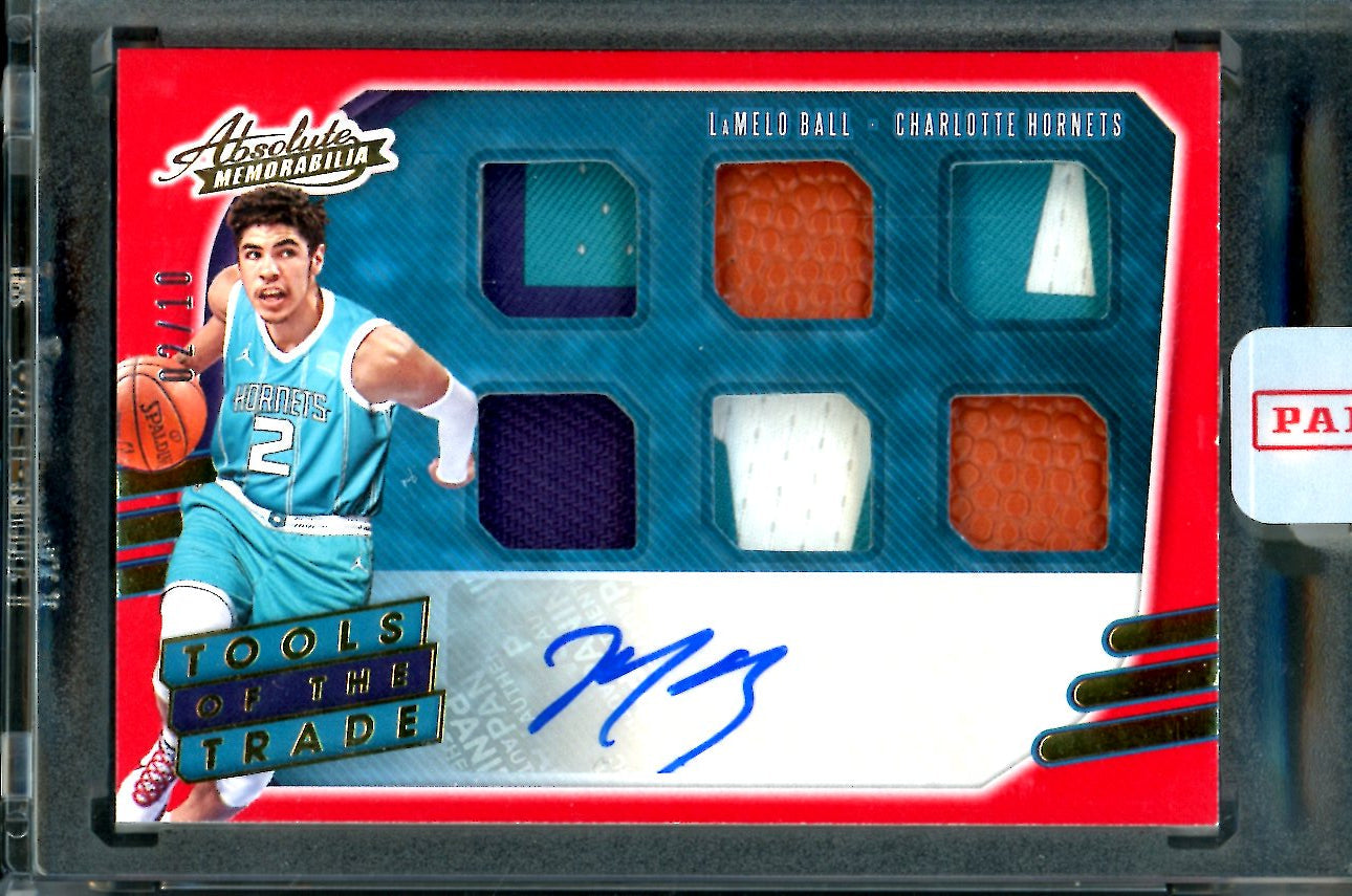 2020/21 Panini Absolute LaMelo Ball Rookie Auto RPA Red /10 Jersey Number Hornets