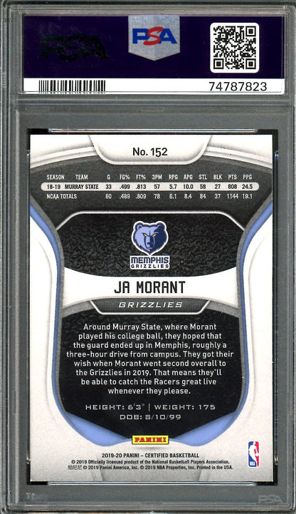2019/20 Panini Certified Ja Morant Rookie PSA 10 Grizzlies - Trading Card Market