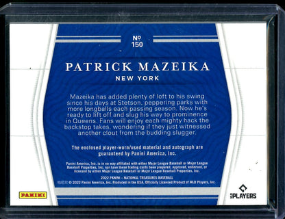 2022 Panini National Treasures Patrick Mazeika Rookie RPA /25 Logo Patch Mets