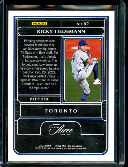 2023 Panini Three & Two Ricky Tiedemann Rookie Black /10 Blue Jays