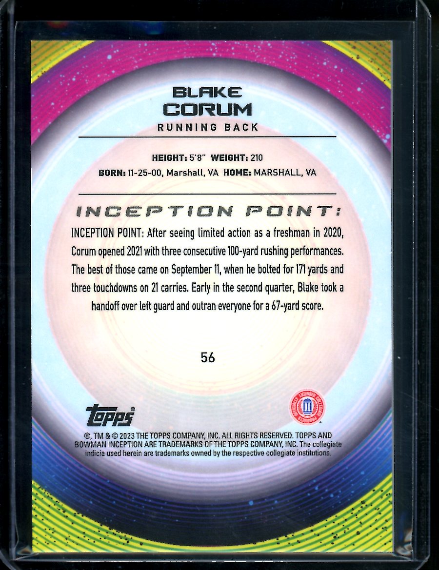 2023 Bowman Inception Blake Corum Orange /25 Michigan