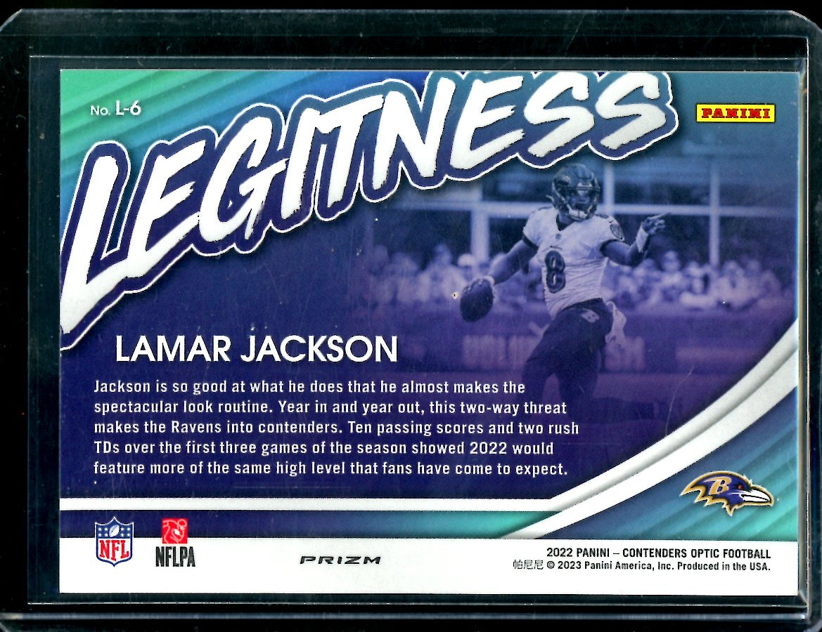 2022 Panini Contenders Optic Lamar Jackson Legitness SSP Ravens