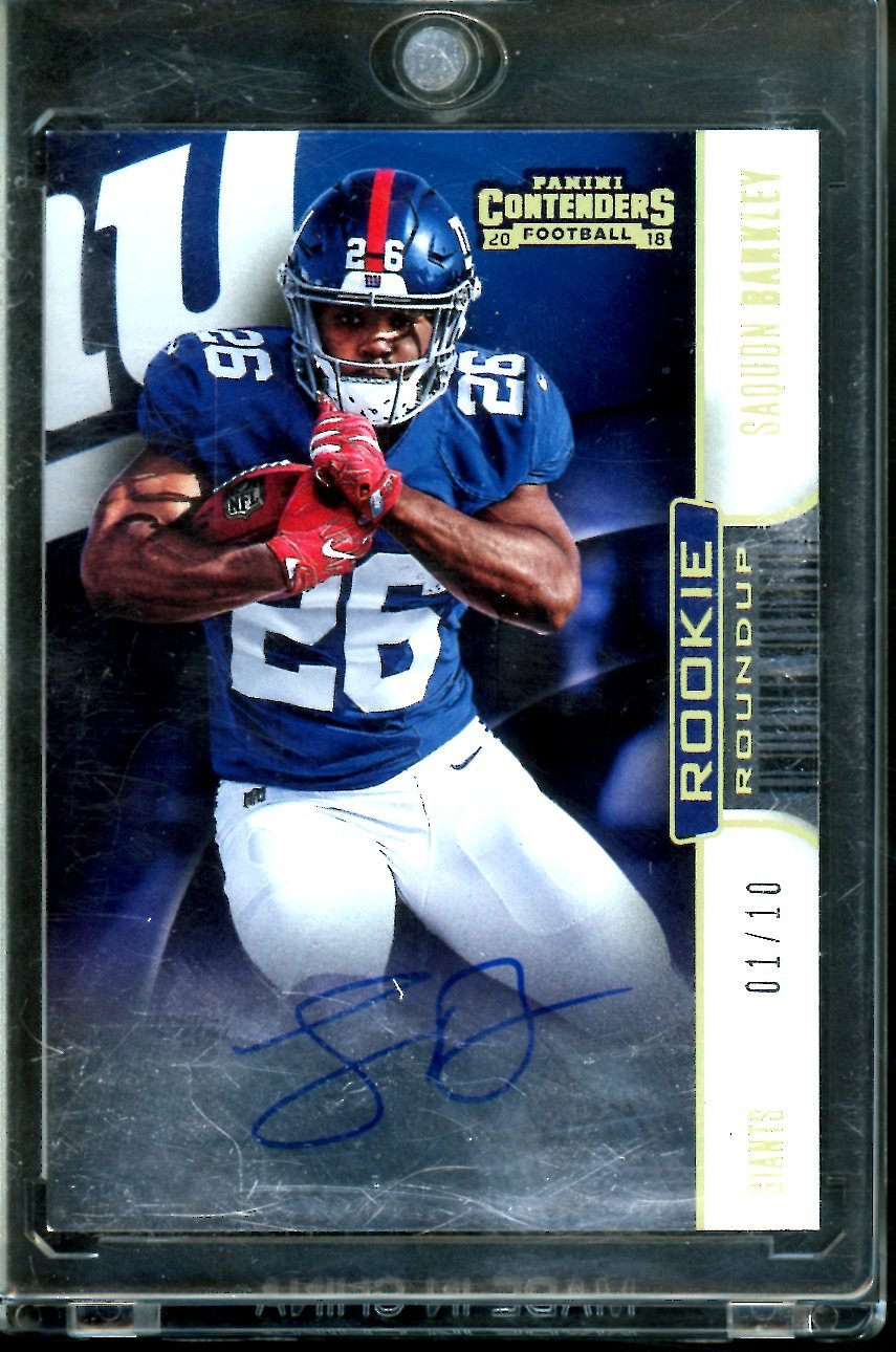 2020 Panini Contenders Saquon Barkley Rookie Roundup Auto Gold /10 Giants - Trading Card Market