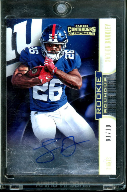 2020 Panini Contenders Saquon Barkley Rookie Roundup Auto Gold /10 Giants - Trading Card Market