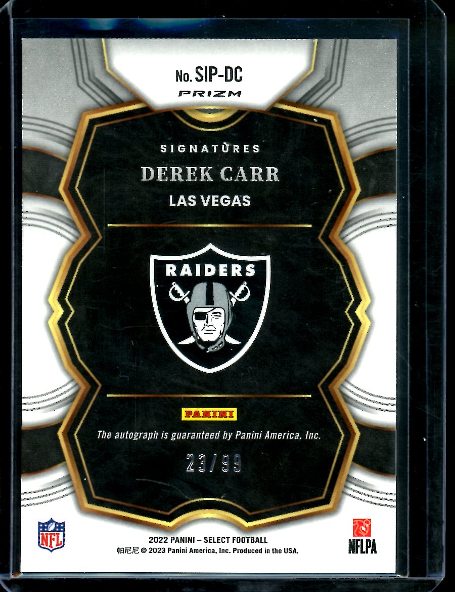 2022 Panini Select Derek Carr Silver Auto /99 Raiders