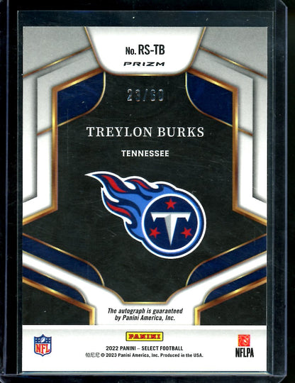 2022 Panini Select Treylon Burks Rookie Auto Red /60 Titans