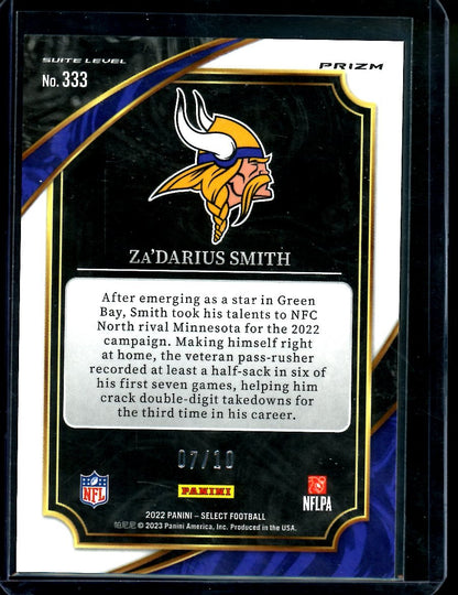 2022 Panini Select Za'Darius Smith Suite Level Gold /10 Vikings - Trading Card Market