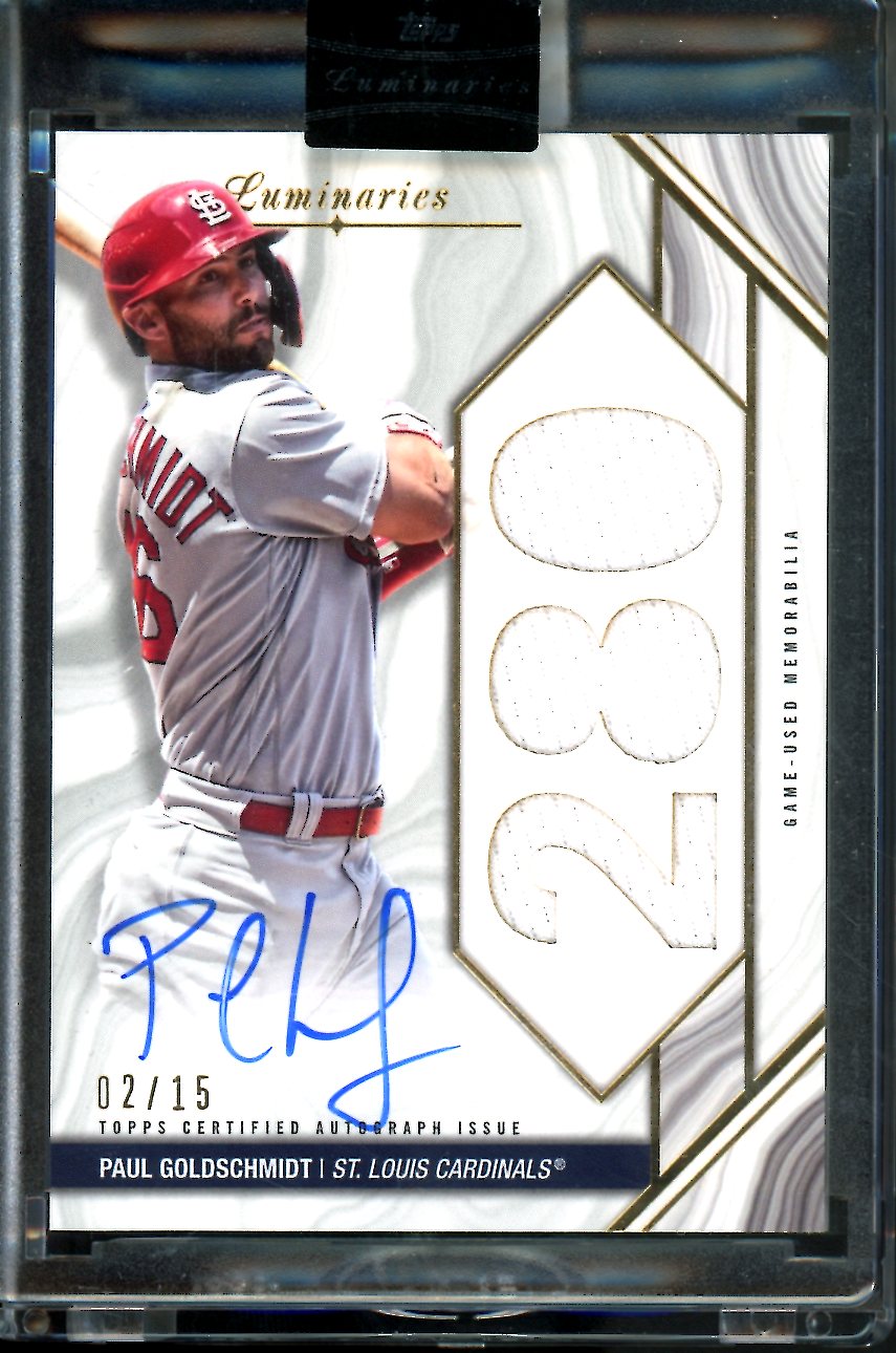2022 Topps Luminaries Paul Goldschmidt Patch Auto /15 Cardinals
